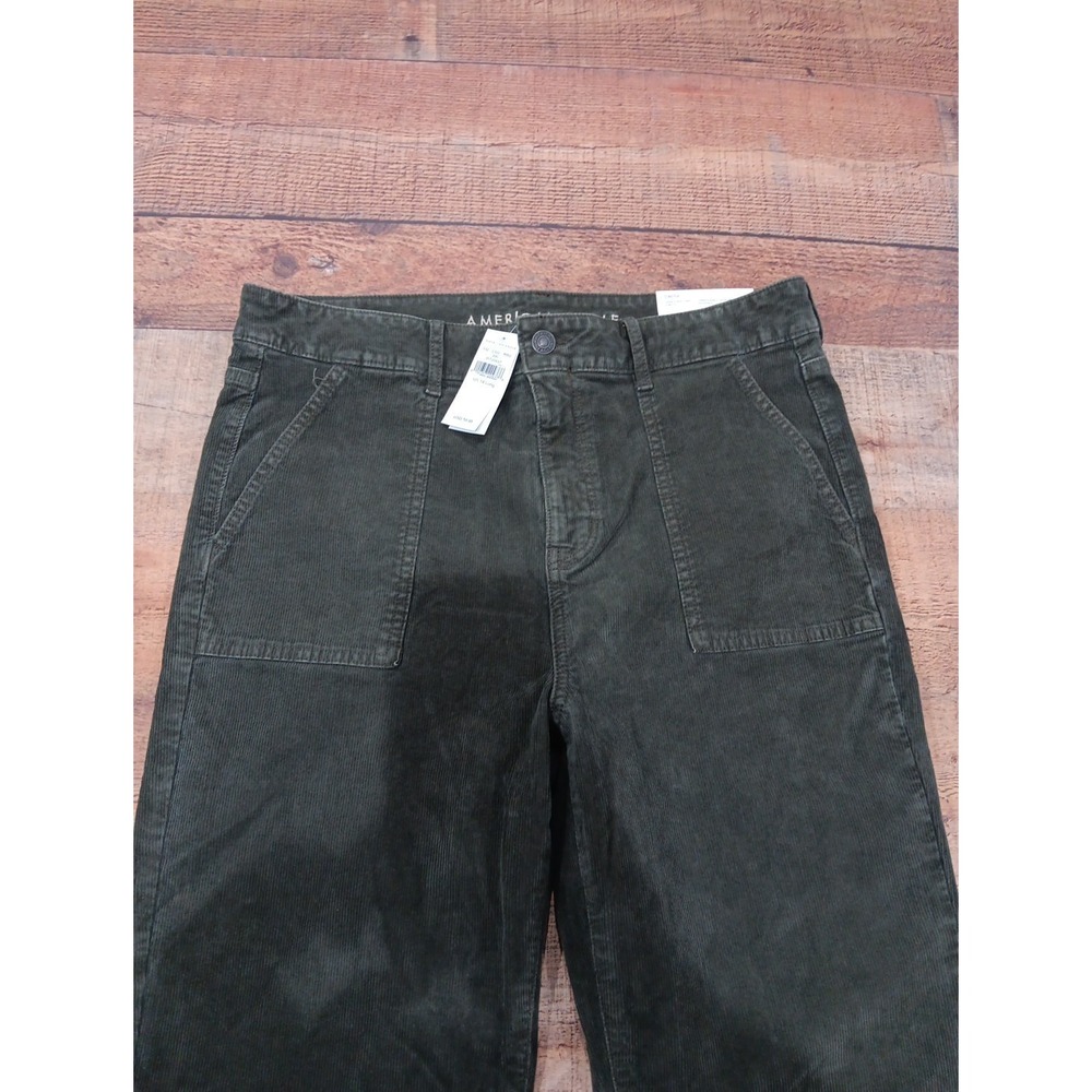 NWT American Eagle Super Hi Rise Flare Stretch Corduroy Pant Green size 14 2532
